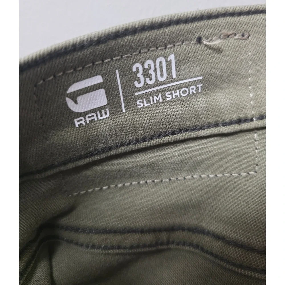 NWT G-Star RAW 3301 Slim Short Men Size 38 Shamrock Green Denim Utility Gorpcore